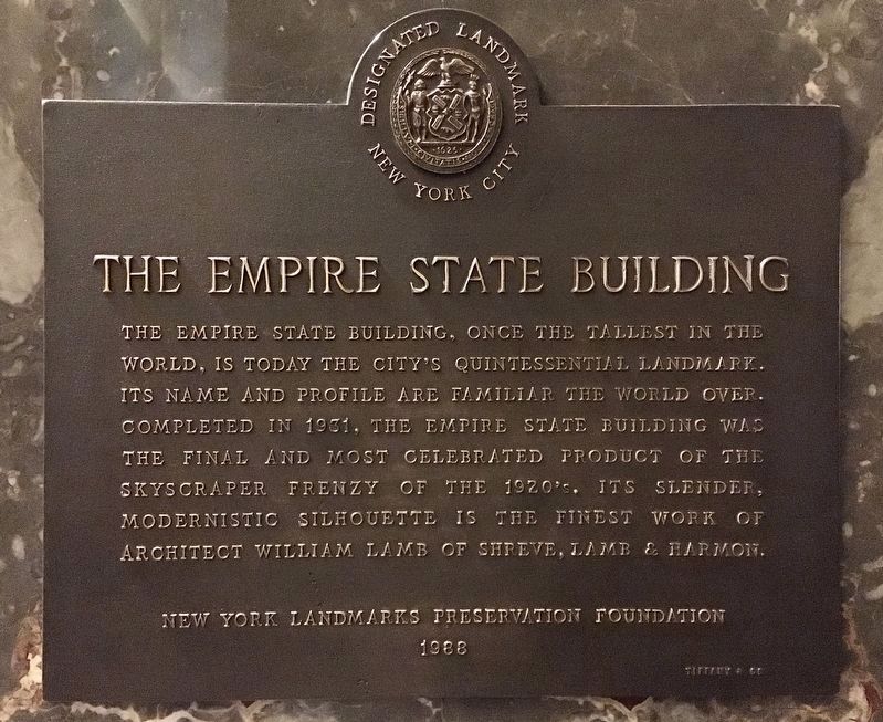 The Empire State Building Marker. Click for full size. The Empire State Building Marker image. Click for full size.