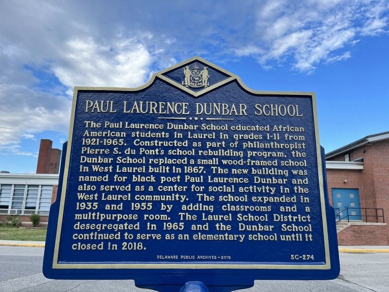 Paul Laurence Dunbar School Marker image. Click for full size.