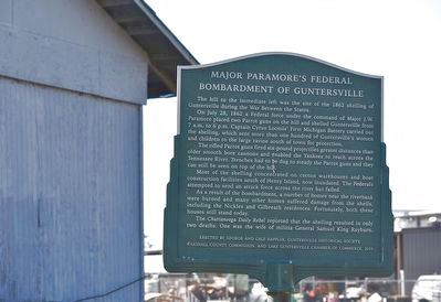 Major Paramore's Federal Bombardment of Guntsville Marker. Click for full size. Major Paramore's Federal Bombardment of Guntsville Marker image. Click for full size.