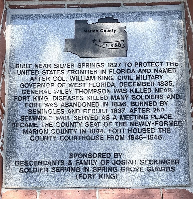 Fort King Marker. Click for full size. Fort King Marker image. Click for full size.