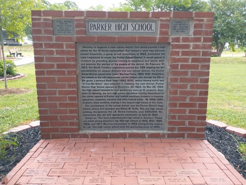 Parker High School Marker image. Click for full size.