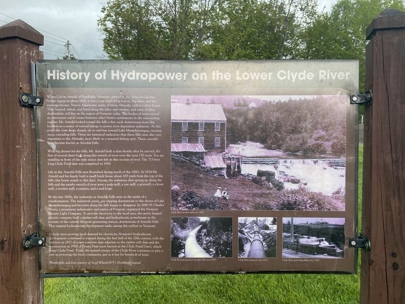 History of Hydropower on the Lower Clyde River Marker image. Click for full size.