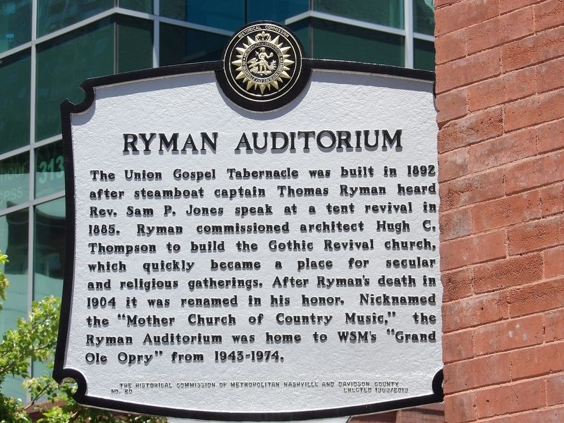 Ryman Auditorium Marker image. Click for full size.