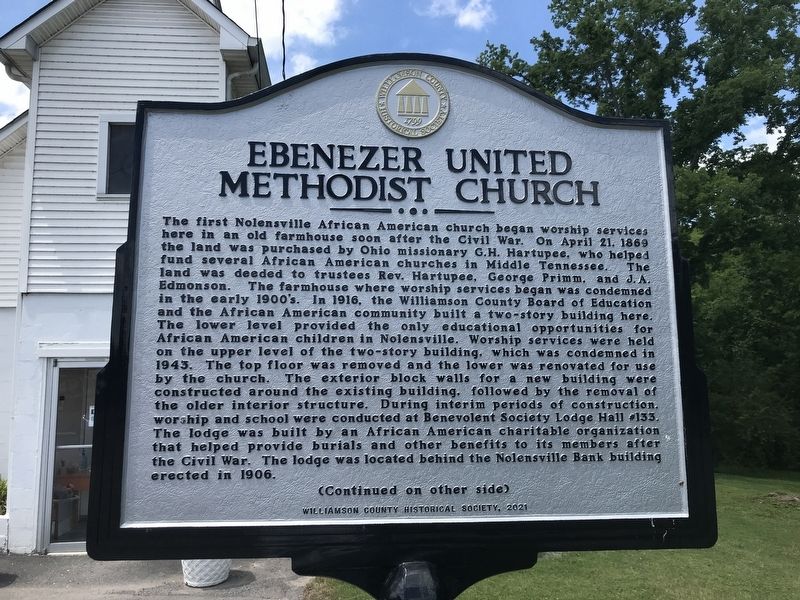 Ebenezer United Methodist Church Marker (side A) image. Click for full size.