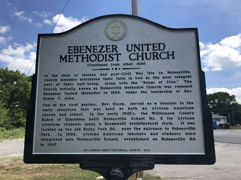 Ebenezer United Methodist Church Marker (side B) image. Click for full size.