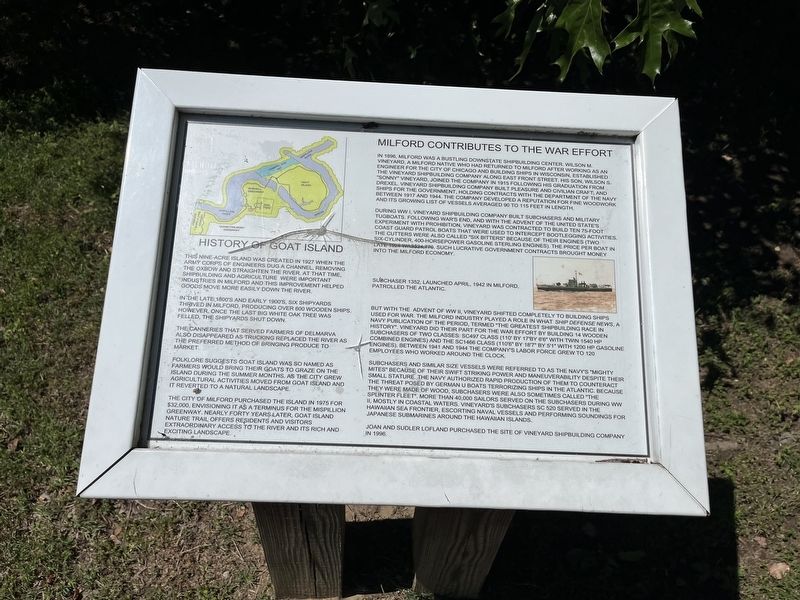 History of Goat Island / Milford Contributes to the War Effort Marker image. Click for full size.