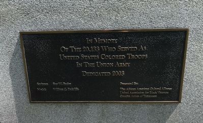 U.S. Colored Troops Memorial plaque. Click for full size. U.S. Colored Troops Memorial plaque image. Click for full size.