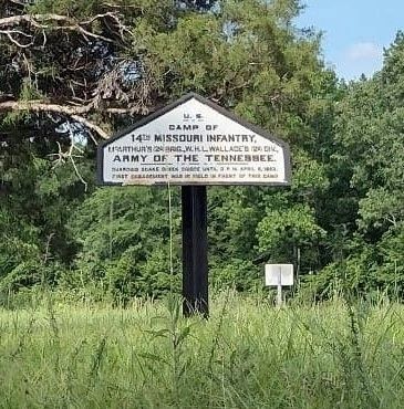 Camp of 14th Missouri Infantry Marker image. Click for full size.