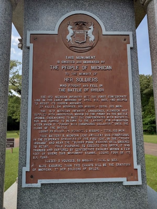 Michigan Monument Plaque in Center image. Click for full size.