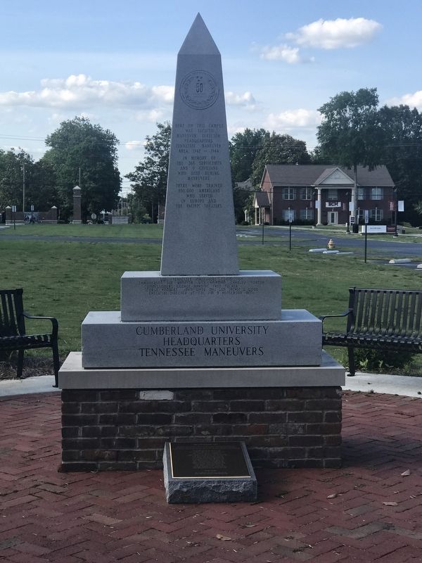 Cumberland University Headquarters Tennessee Maneuvers Marker (front) image. Click for full size.