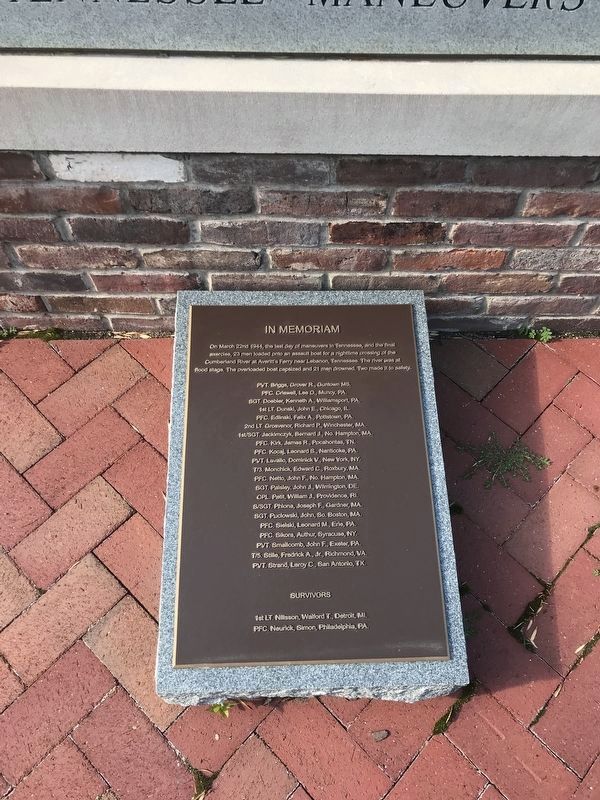 Cumberland University Headquarters Tennessee Maneuvers plaque image. Click for full size.