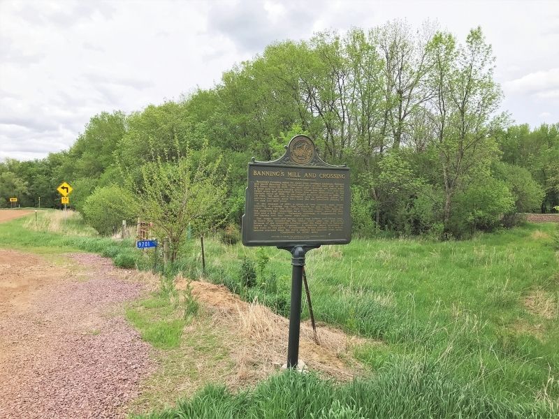 Banning's Mill and Crossing Marker, from the west. Click for full size. Banning's Mill and Crossing Marker, from the west image. Click for full size.