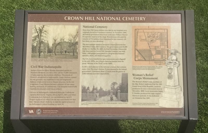 Crown Hill National Cemetery Marker. Click for full size. Crown Hill National Cemetery Marker image. Click for full size.