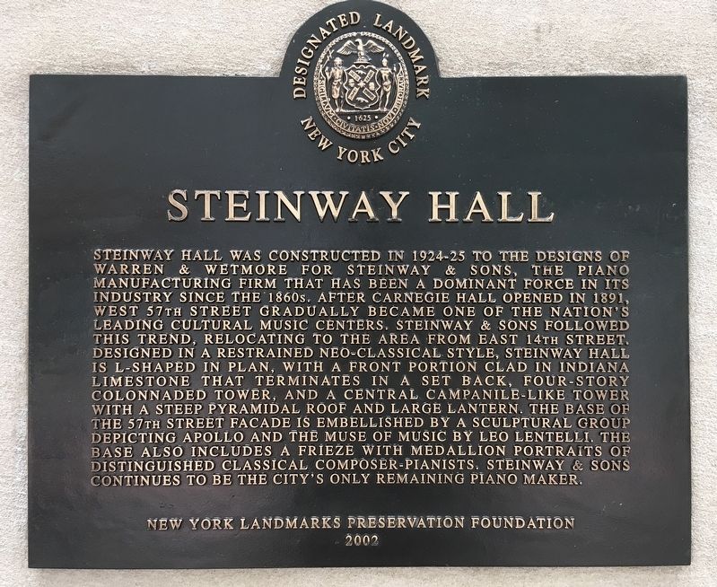 Steinway Hall Marker image. Click for full size.