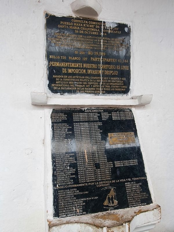 Santa María Chiquimula Community Consultation Marker. Click for full size. Santa María Chiquimula Community Consultation Marker image. Click for full size.