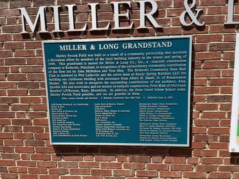 Miller & Long Grandstand Marker image. Click for full size.