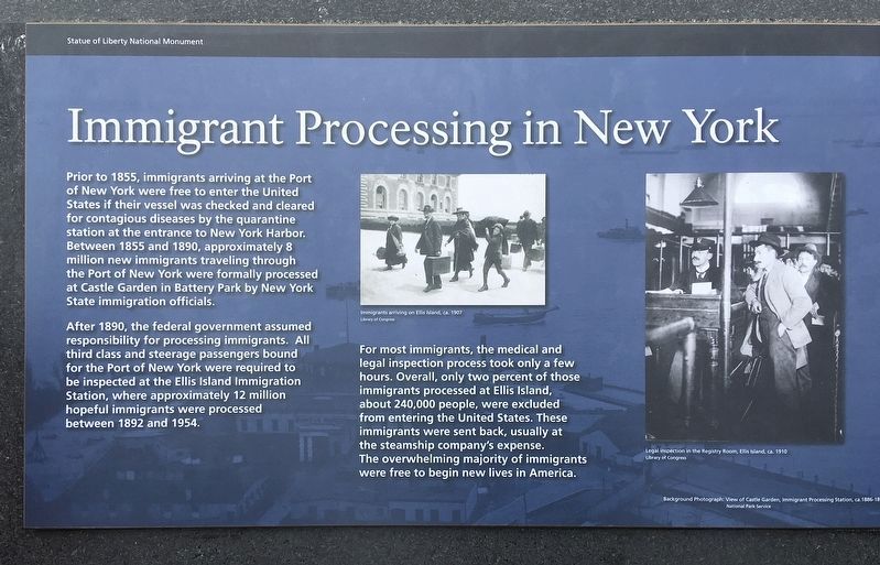 Immigrant Processing in New York Marker image. Click for full size.