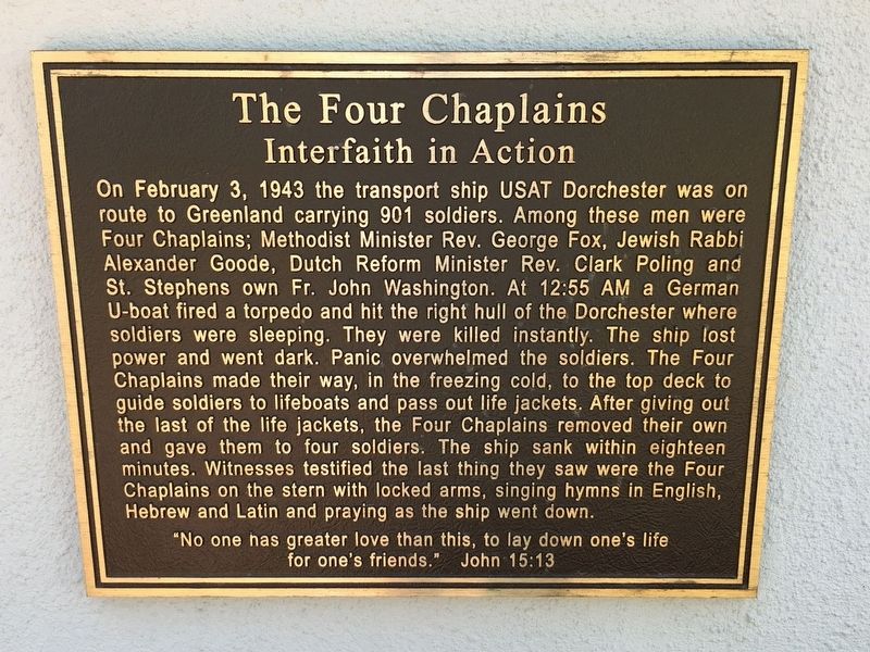 The Four Chaplains Interfaith in Action Marker image. Click for full size.