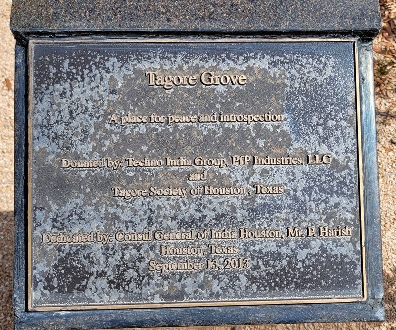 Dedication Plaque for Tagore Grove image. Click for full size.
