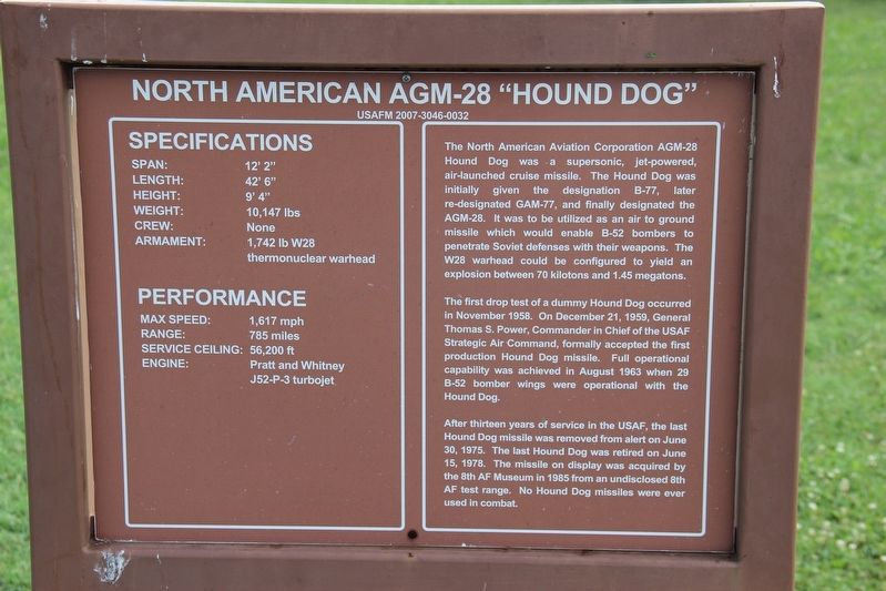 North American AGM-28 �Hound Dog� Marker image. Click for full size.
