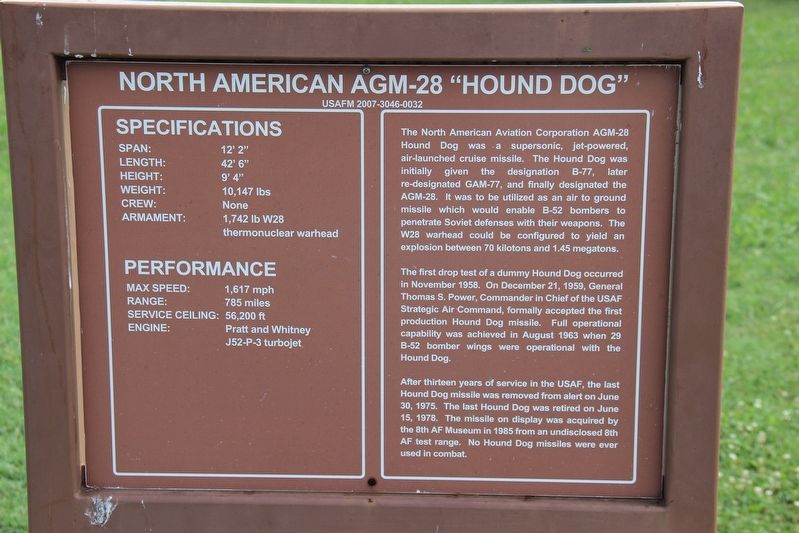 North American AGM-28 Hound Dog Marker image. Click for full size.