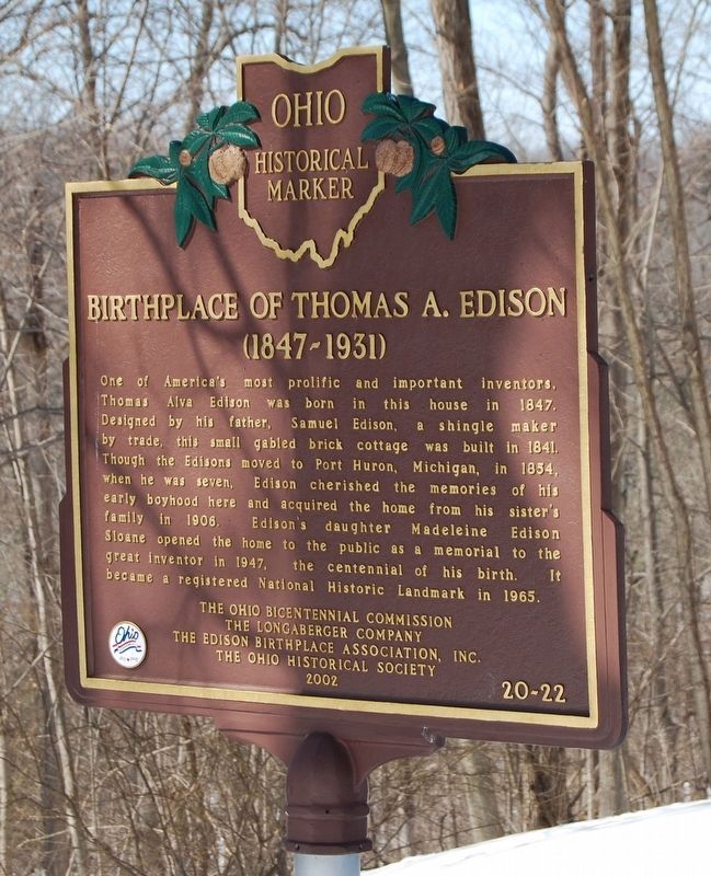 Birthplace of Thomas A. Edison Marker image. Click for full size.