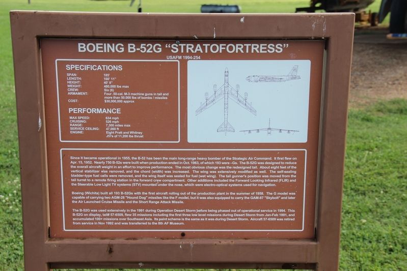 Boeing B-52G Stratofortress Marker image. Click for full size.