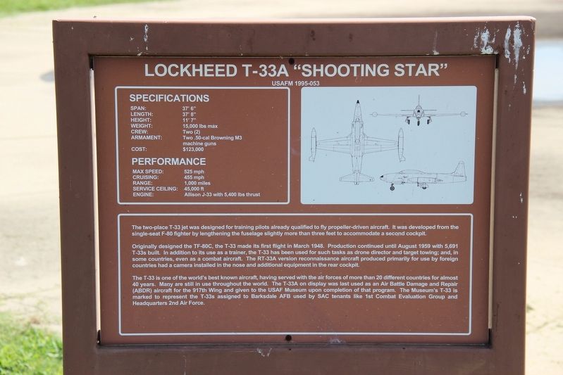 Lockheed T-33A “Shooting Star” Marker. Click for full size. Lockheed T-33A “Shooting Star” Marker image. Click for full size.
