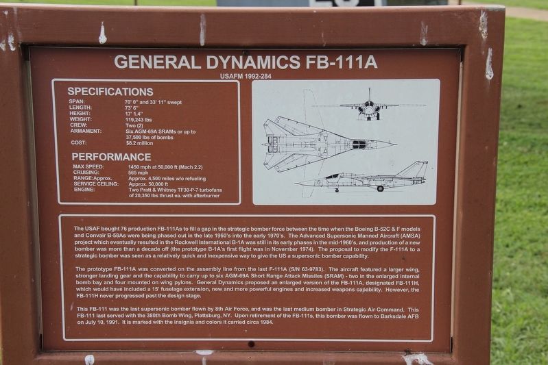 General Dynamics FB-111A Marker image. Click for full size.
