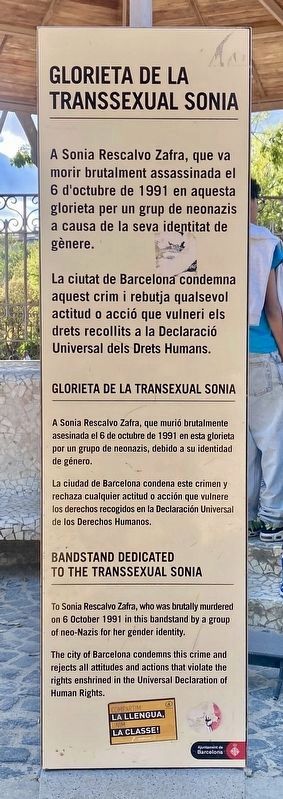 Glorieta de la Transsexual Sonia / Bandstand Dedicated to the Transsexual Sonia Marker image. Click for full size.