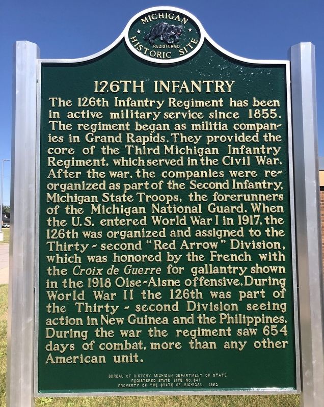 126th Infantry Marker image. Click for full size.
