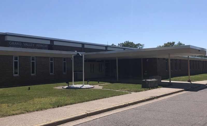 126th Infantry Marker in front of the Grand Valley Armory of the Michigan National Guard image. Click for full size.