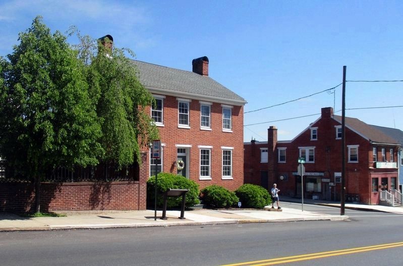 Ham, Eggs, and Confederates wayside site across the street from the Magee house. image. Click for full size.