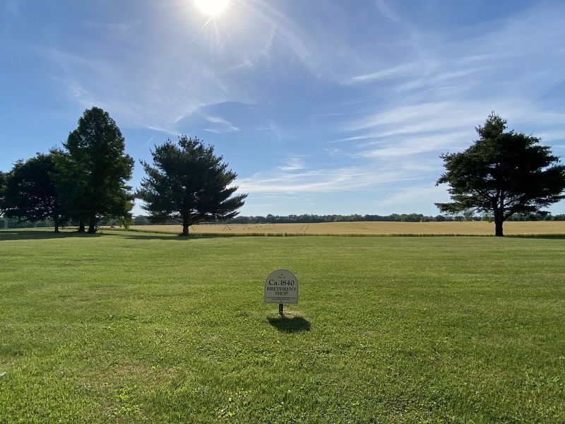Site of Ca. 1840 Brethern’s Shop Marker. Click for full size. Site of Ca. 1840 Brethern’s Shop Marker image. Click for full size.