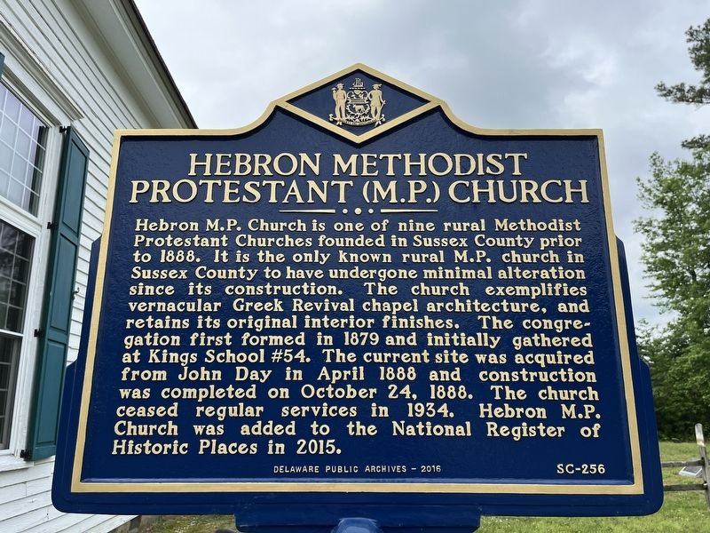 Hebron Methodist Protestant (M.P.) Church Marker image. Click for full size.