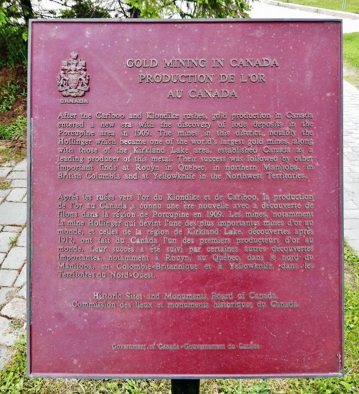 Gold Mining in Canada / Production de l'or au Canada Marker. Click for full size. Gold Mining in Canada / Production de l'or au Canada Marker image. Click for full size.