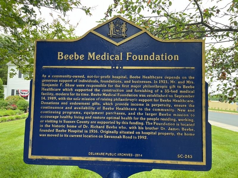Beebe Medical Foundation Marker image. Click for full size.