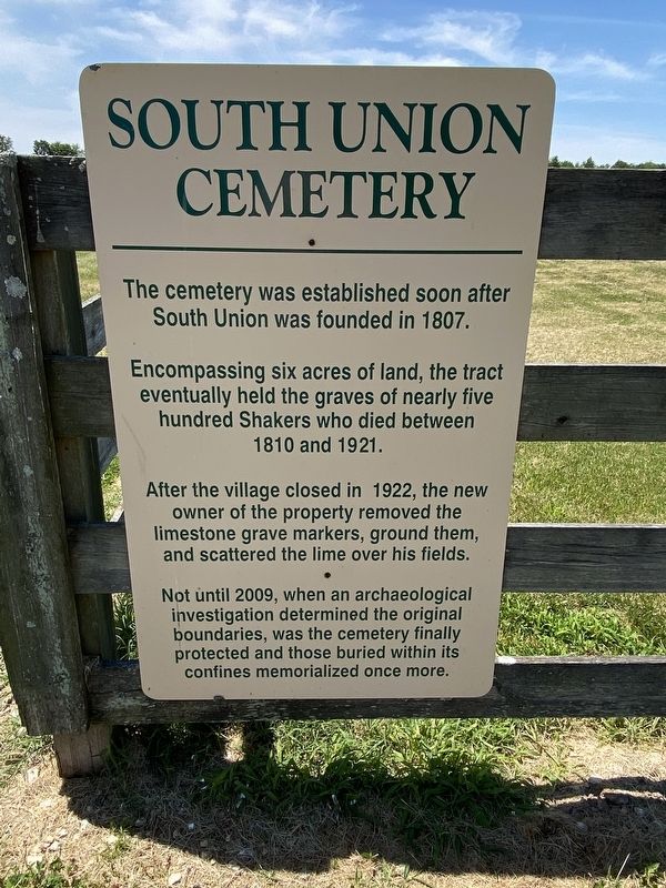 South Union Cemetery Marker image. Click for full size.