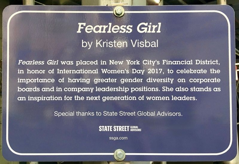 <i>Fearless Girl</i> Marker. Click for full size. <i>Fearless Girl</i> Marker image. Click for full size.