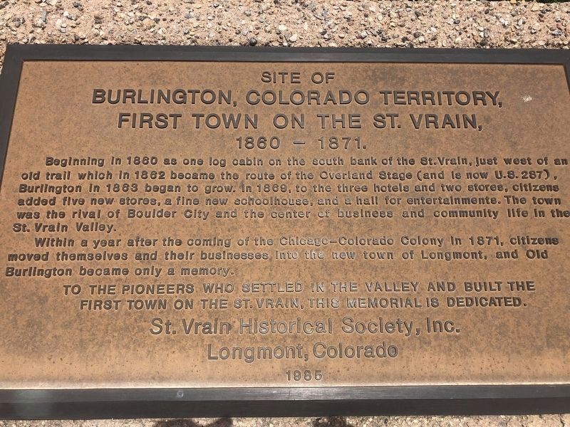 Site of Burlington, Colorado Territory Marker image. Click for full size.