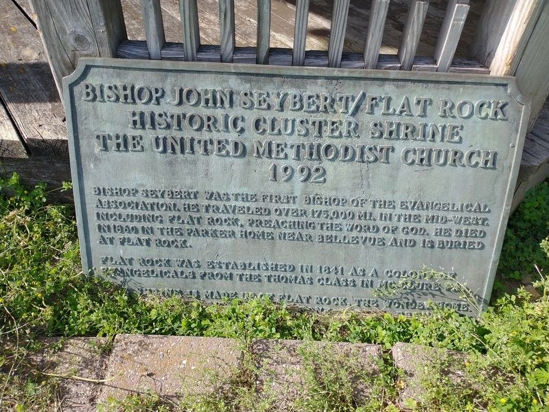 Bishop John Seybert / Flat Rock Historic Cluster Shrine The United Methodist Church Marker image. Click for full size.