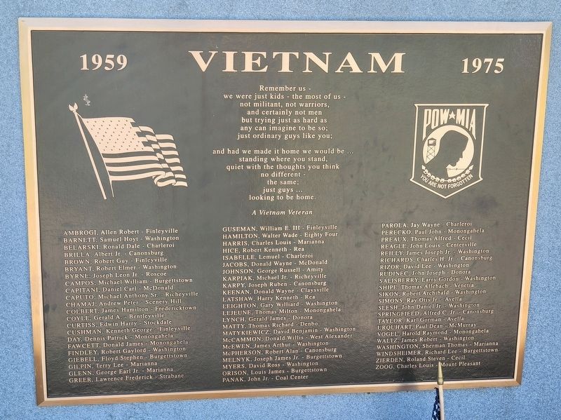 Washington County Pennsylvania Vietnam Veteran's Memorial. Click for full size. Washington County Pennsylvania Vietnam Veteran's Memorial image. Click for full size.