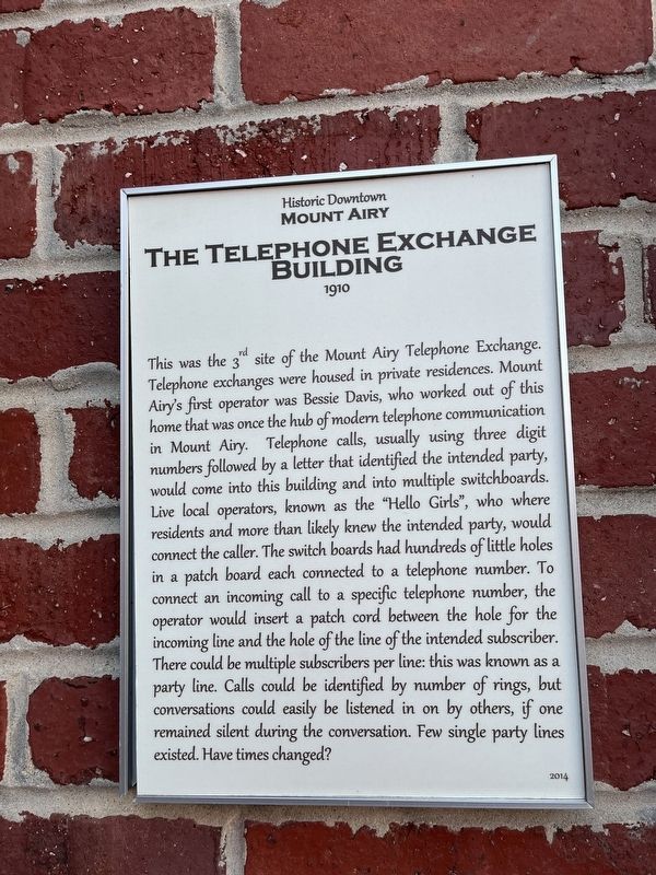 The Telephone Exchange Building Marker image. Click for full size.