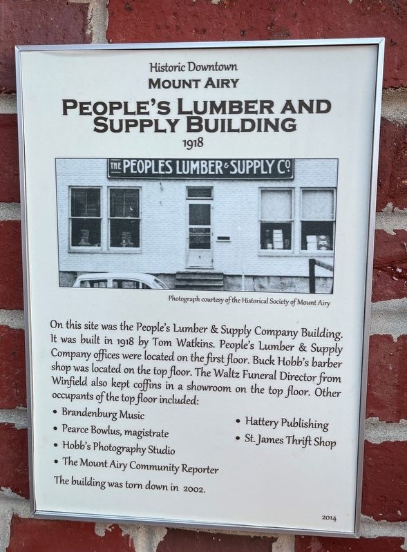 People's Lumber and Supply Building Marker. Click for full size. People's Lumber and Supply Building Marker image. Click for full size.