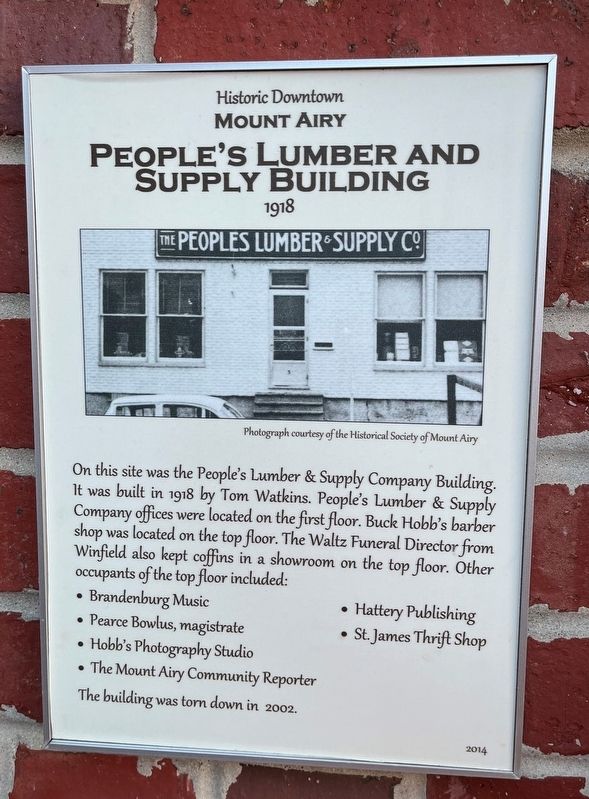 People's Lumber and Supply Building Marker image. Click for full size.