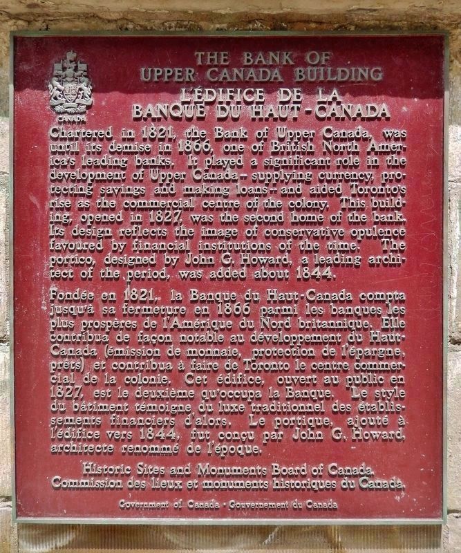 The Bank of Upper Canada Building /<br>L'�difice de la Banque du Haut-Canada Marker image. Click for more information.
