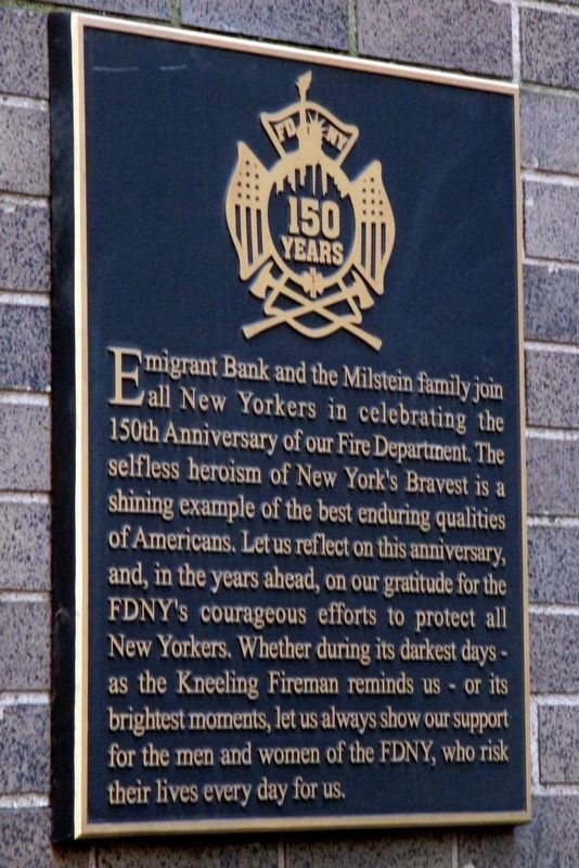 FDNY - 150 Years plaque image. Click for full size.