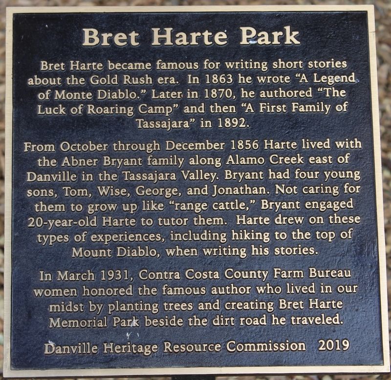 Bret Harte Park Marker image. Click for full size.