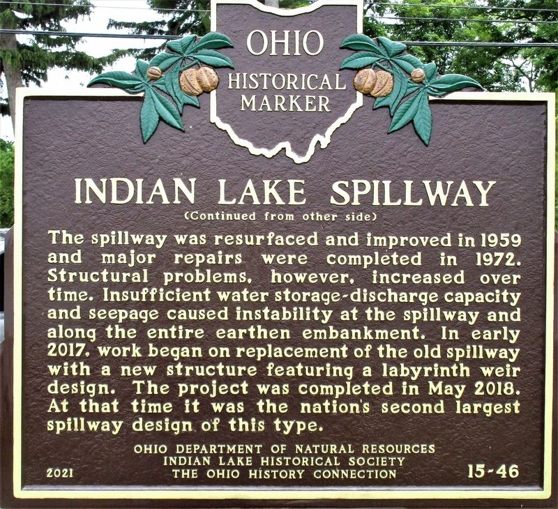 Indian Lake Spillway Marker. Click for full size. Indian Lake Spillway Marker image. Click for full size.