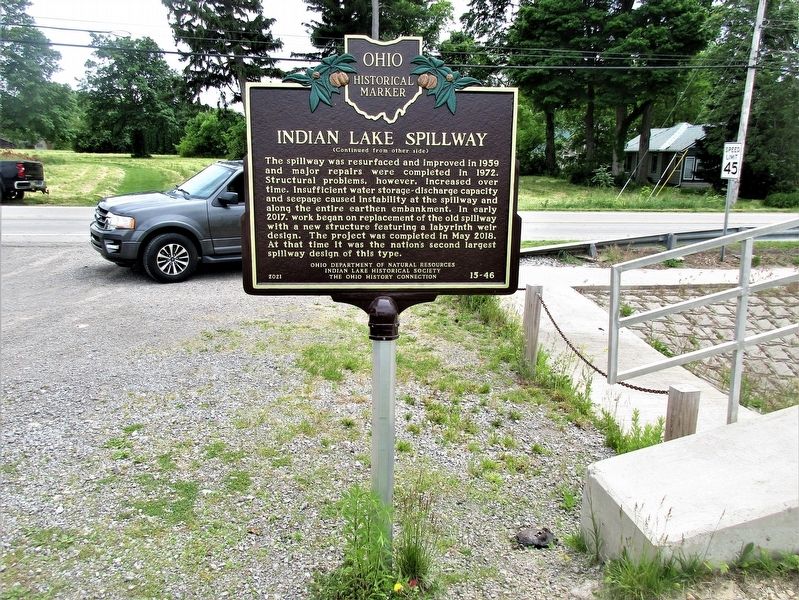 Indian Lake Spillway Marker. Click for full size. Indian Lake Spillway Marker image. Click for full size.